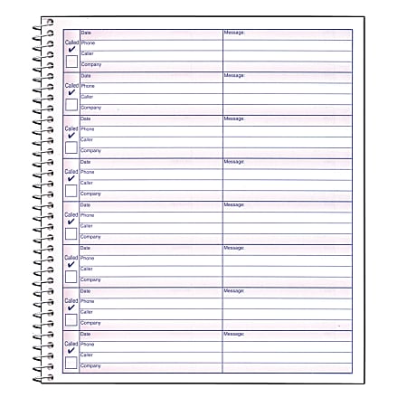 Office Depot® Brand Voicemail Log Book, 7 1/2" x 8 1/2", 60 Sheets, White Paper, Black Ink