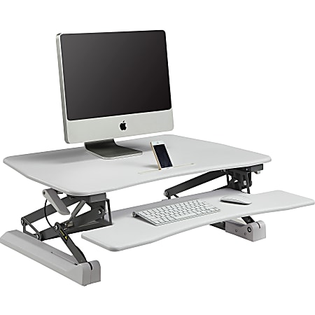 Lorell™ V2 Gas-Lift Sit-To-Stand Desk Riser, 19-1/2"H x 26-1/2"W x 38-1/2"D, White