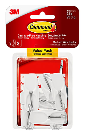 Command Medium Wire Toggle Hooks, 7 Hooks, 8 White Adhesive Strips, Damage Free Hanging Picture Hangers, No Tools Wall Hanging Strips  - 170657ES