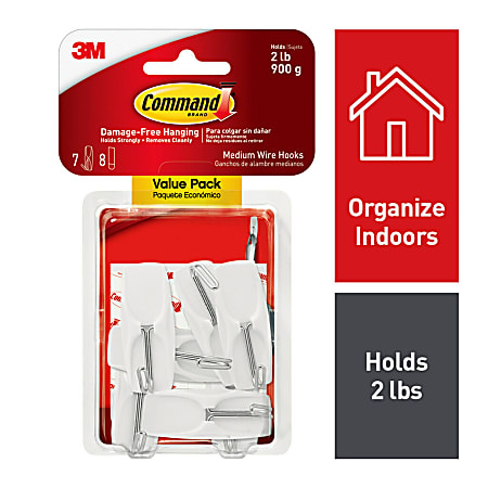 Command Medium Wire Toggle Hooks Hooks White Adhesive Strips