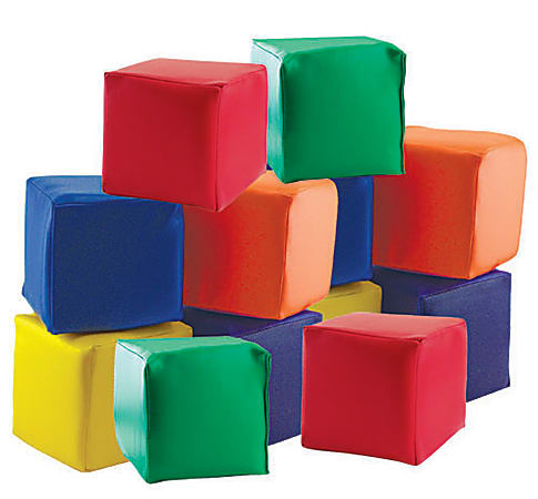 ECR4Kids® SoftZone™ Blocks, 5 1/2"H x 5 1/2"W x 5 1/2"D, Assorted Colors, Set Of 12