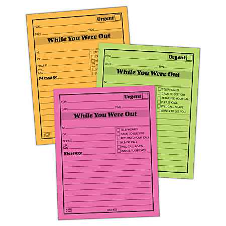 Office Depot® Brand "While You Were Out" Message Pads, 4 1/4" x 5 1/4", 50 Sheets, Assorted Colors, Pack Of 6 Pads