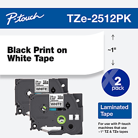 Brother Genuine P Touch TZE2512PK Laminated Label Tape 26 14 Black ...