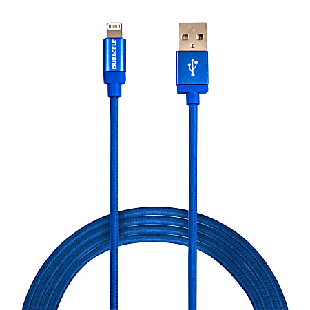 Duracell® Sync & Charge Cable, Lightning, 10', Blue, LE2285