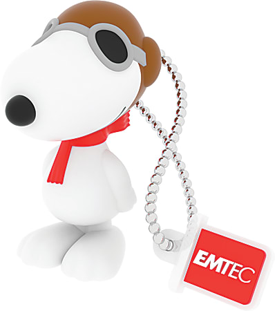 EMTEC 3D Snoopy Flying Ace USB 2.0 Flash Drive, 8GB, White