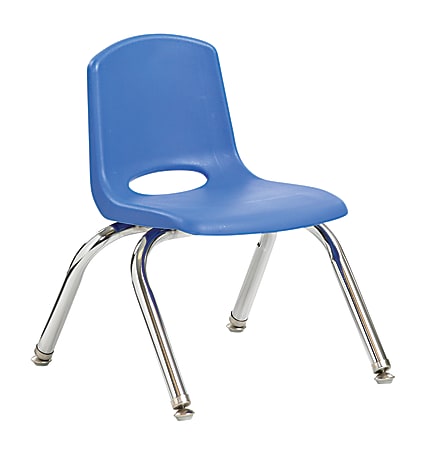ECR4Kids® School Stack Chairs, 10" Seat Height, Blue/Chrome Legs, Pack Of 6