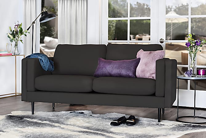 Elle Décor Simone Double-Track Arm Sofa, Charcoal/Espresso