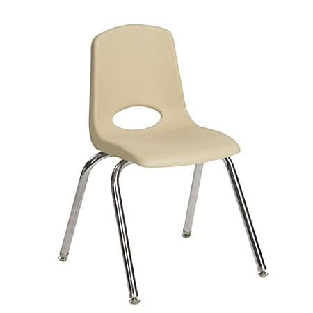ECR4Kids® School Stack Chairs, 10" Seat Height, Sand/Chrome Legs, Pack Of 6