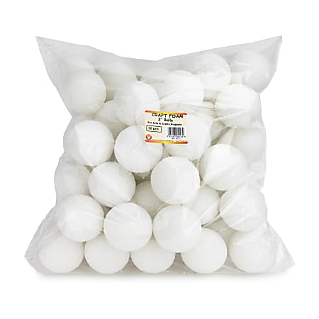 Hygloss Craft Foam Balls 3 Inch White Pack Of 50 - Office Depot