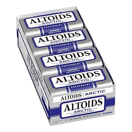 Altoids Curiously Strong Mints Arctic Peppermint 1.2 Oz Pack Of 8 Tins ...