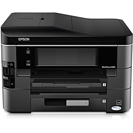 Epson WorkForce 840 Inkjet Multifunction Printer - Color - Copier/Fax/Printer/Scanner - 5760 x 1440 dpi Print - Automatic Duplex Print - 2400 dpi Optical Scan - 500 sheets Input - Fast Ethernet - Wireless LAN