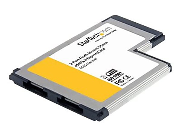 StarTech.com 2 Port Flush Mount ExpressCard 54mm eSATA II Controller Adapter Card - Storage controller - 2 Channel - eSATA 3Gb/s - ExpressCard/54 -