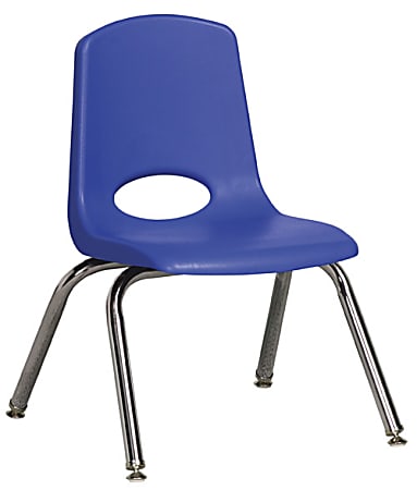 ECR4Kids® School Stack Chairs, 12" Seat Height, Blue/Chrome Legs, Pack Of 6