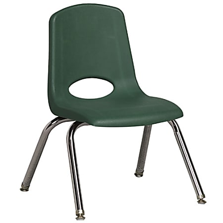 ECR4Kids® School Stack Chairs, 12" Seat Height, Green/Chrome, Pack Of 6