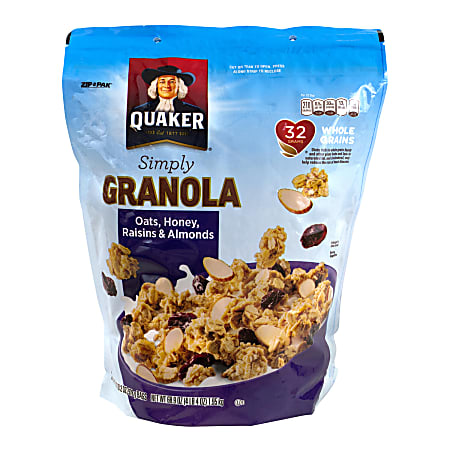 Quaker Simply Granola Oats, Honey, Raisins & Almonds, 34.5 Oz, Pack Of 2 Boxes