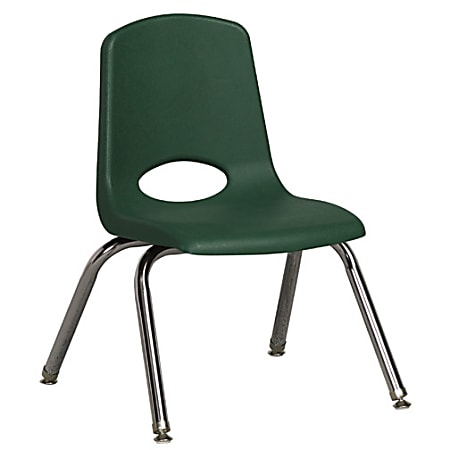 ECR4Kids® School Stack Chairs, 12" Seat Height, Hunter Green/Chrome, Pack Of 6