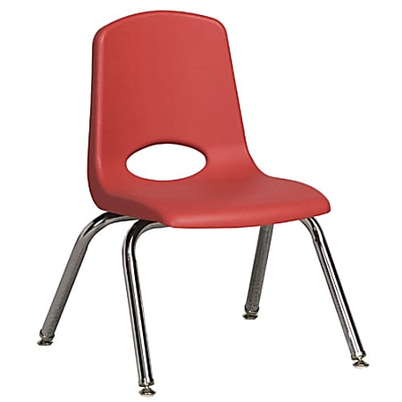 ECR4Kids® School Stack Chairs, 12" Seat Height, Red/Chrome, Pack Of 6
