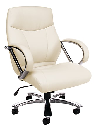 OFM Avenger Big And Tall Mid-Back Chair, Cream/Chrome