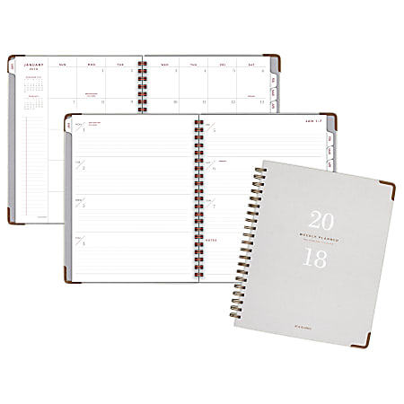AT-A-GLANCE® Signature Collection™ 13-Month Weekly/Monthly Planner, 8 3/4" x 11", Gray, Hardcover, January 2018 to January 2019 (YP90512-18)