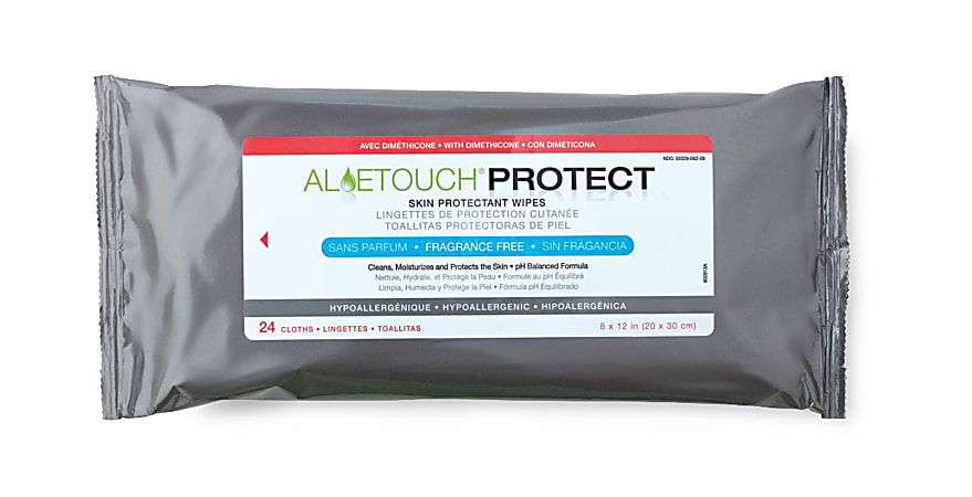 Medline Aloetouch PROTECT Dimethicone Skin Protectant Wipes, 3 Wipes Per Pack, Case Of 72 Packs