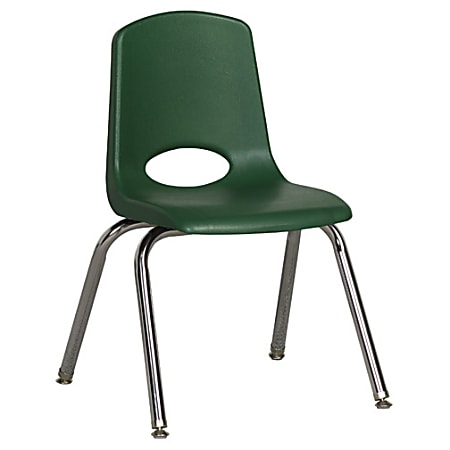 ECR4Kids® School Stack Chairs, 14" Seat Height, Green/Chrome Legs, Pack Of 6