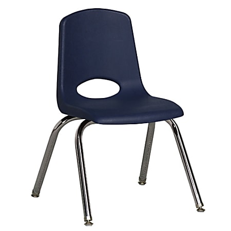 ECR4Kids® School Stack Chairs, 14" Seat Height, Navy/Chrome Legs, Pack Of 6