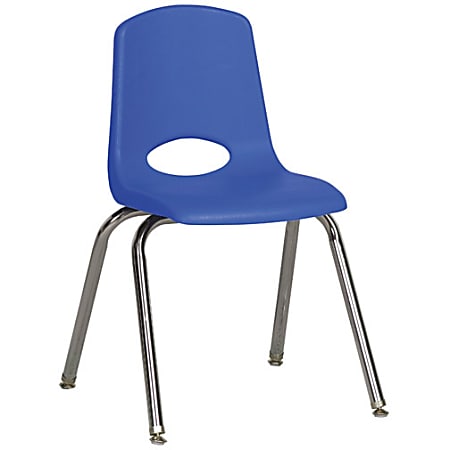 ECR4Kids® School Stack Chairs, 16" Seat Height, Blue/Chrome Legs, Pack Of 6