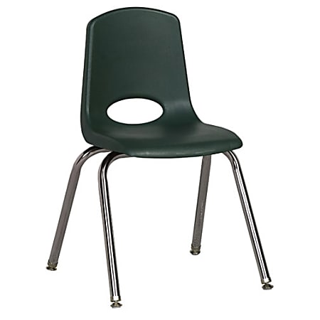 ECR4Kids® School Stack Chairs, 16" Seat Height, Hunter Green/Chrome Legs, Pack Of 6