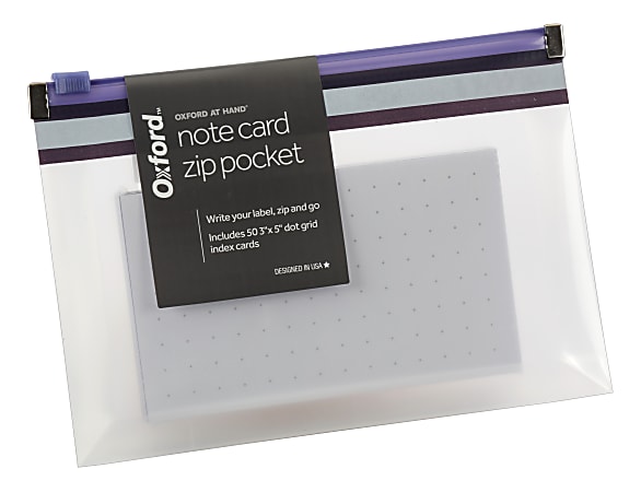 Oxford® At Hand Note Card Zip Pocket, Indigo