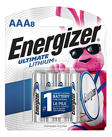 Energizer® Ultimate Lithium™ Batteries, AAA, Pack Of 8, L92SBP-8