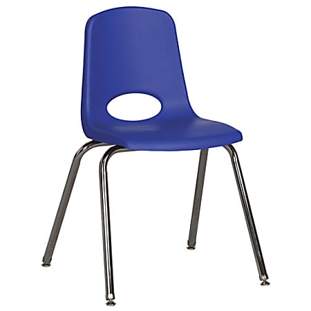 ECR4Kids® School Stack Chairs, 18" Seat Height, Blue/Chrome Legs, Pack Of 5