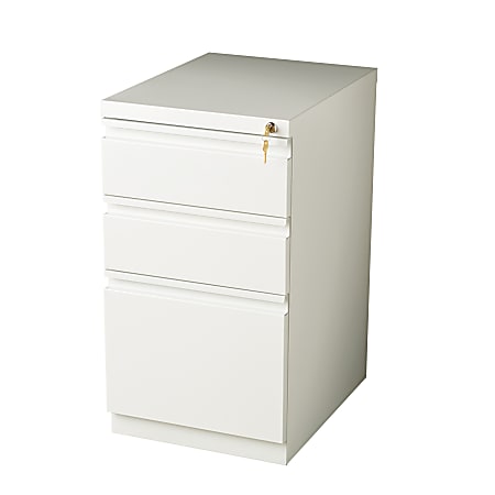 WorkPro® 20”D Vertical 3-Drawer Mobile Pedestal File Cabinet, White
