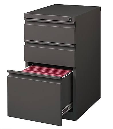 WorkPro® 19-7/8"D Vertical 3-Drawer Mobile Pedestal File Cabinet, Metal, Medium Tone
