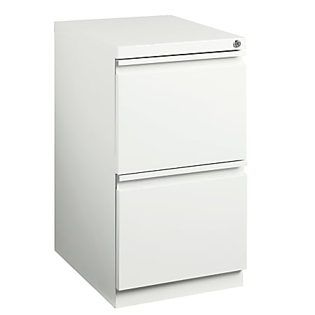 WorkPro 20"D Vertical 2-Drawer Letter-Size Mobile Pedestal File Cabinet, Metal, White