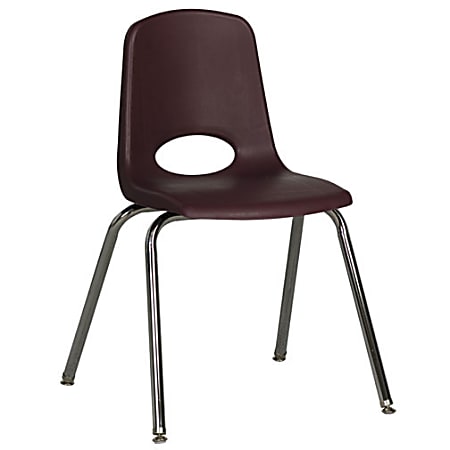 ECR4Kids® School Stack Chairs, 18" Seat Height, Burgundy/Chrome Legs, Pack Of 5