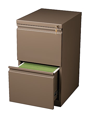 WorkPro® 19-7/8"D Vertical 2-Drawer Mobile Pedestal File Cabinet, Metal, Medium Tone