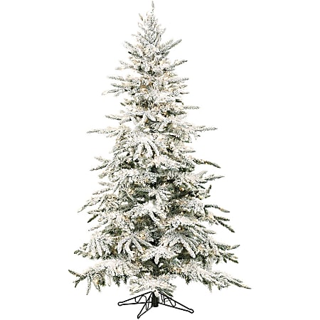 Fraser Hill Farm Artificial Flocked Mountain Pine Christmas Tree With Smart String Lighting, 9'
