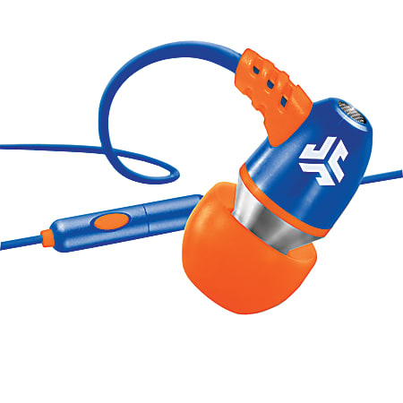 JLab JBuds Neon Metal Earbud Headphones With Universal Microphone, Blue/Orange