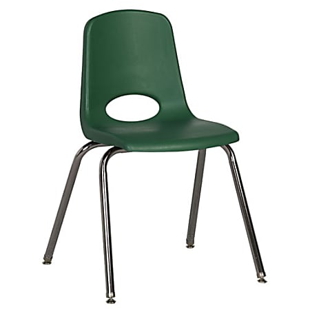 ECR4Kids® School Stack Chairs, 18" Seat Height, Green/Chrome Legs, Pack Of 5