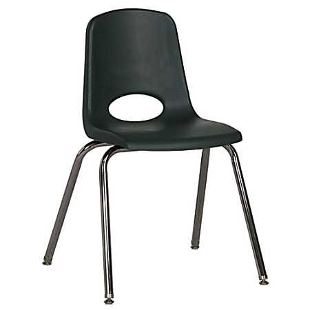 ECR4Kids® School Stack Chairs, 18" Seat Height, Hunter Green/Chrome Legs, Pack Of 5