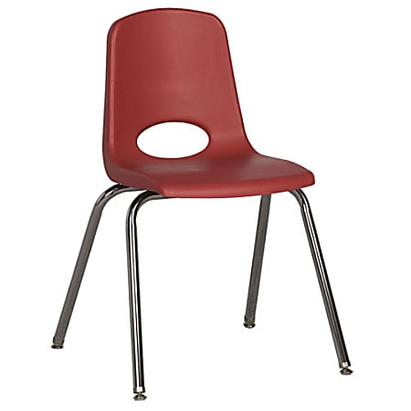 ECR4Kids® School Stack Chairs, 18" Seat Height, Red/Chrome Legs, Pack Of 5
