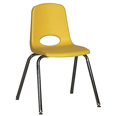 ECR4Kids® School Stack Chairs, 18" Seat Height, Yellow/Chrome Legs, Pack Of 5