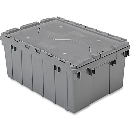 Akro-Mils Attached Lid Storage Container, Gray