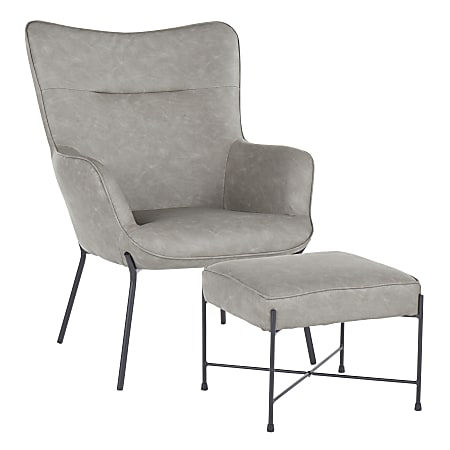 LumiSource Izzy Industrial Lounge Chair And Ottoman Set,