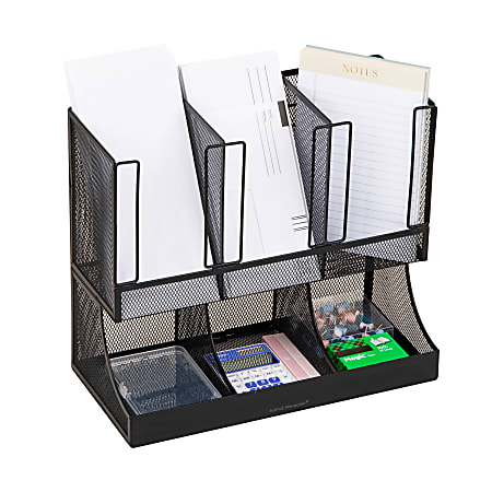Mind Reader Multipurpose Countertop Organizer, Office Breakroom, Metal 11-1/4"H x 6-129/20"W x 13"D, Black