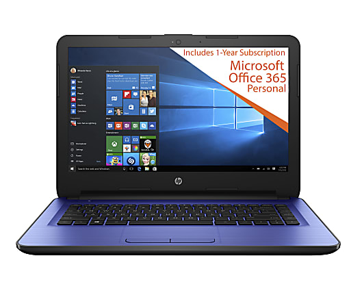 HP 14-am052nr Laptop, 14" Screen, Intel® Celeron®, 4GB Memory, 32GB Solid State Drive, Windows® 10 Home
