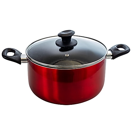 Oster Merrion Nonstick Aluminum Dutch Oven With Glass Lid, 3.2 Qt, Red