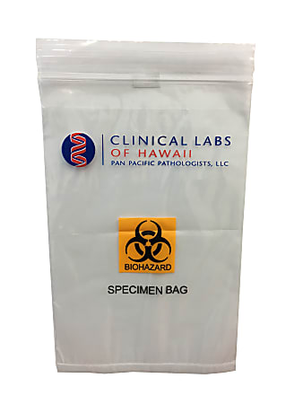 Biohazard Zip Bag, 6" x 9", Pack of 1,000