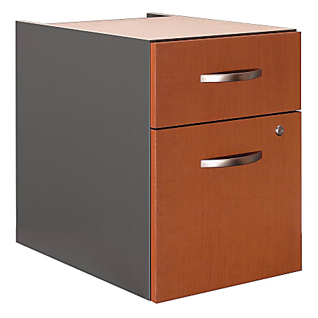 Bush Business Furniture Components 20-1/6"D Vertical 2-Drawer 3/4 Pedestal Cabinet, Auburn Maple, Premium Installation