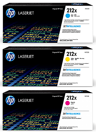 HP 212X High-Yield Cyan, Magenta, Yellow Toner Cartridges Combo, Pack Of 3, W2121X,W2122X,W2123X